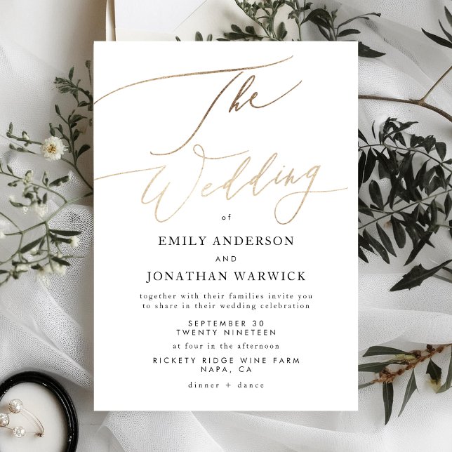 Invitation Mariage de calligraphie traditionnelle Gold Elegan (Créateur téléchargé)