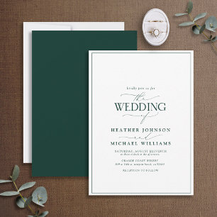 Invitation Mariage de calligraphie verte Emerald