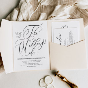 Invitation Mariage de calligraphie Whimsical Black Elegant
