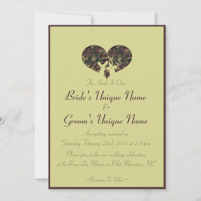 Invitation Mariage de caméra du coeur de cerf (Devant)