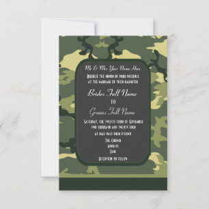 Invitation mariage de camouflage militaire vert