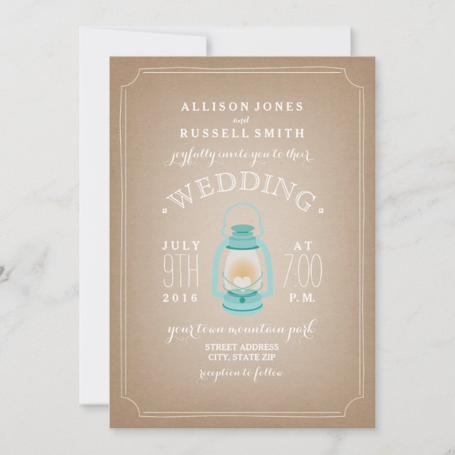 Invitation Mariage de camp inspiré de Cardstock bleu clair (Devant)