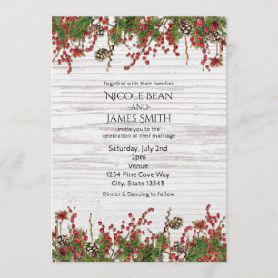 Invitation Mariage de campagne d'hiver avec baies et pomme de