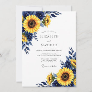 Invitation Mariage de campagne Navy Yellow Radiant