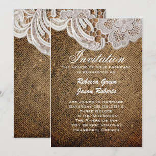 Invitation mariage de campagne occidental rustique toile de j