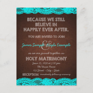 Invitation Mariage de Campagne Rustique Bleu Sarcelle et Marr