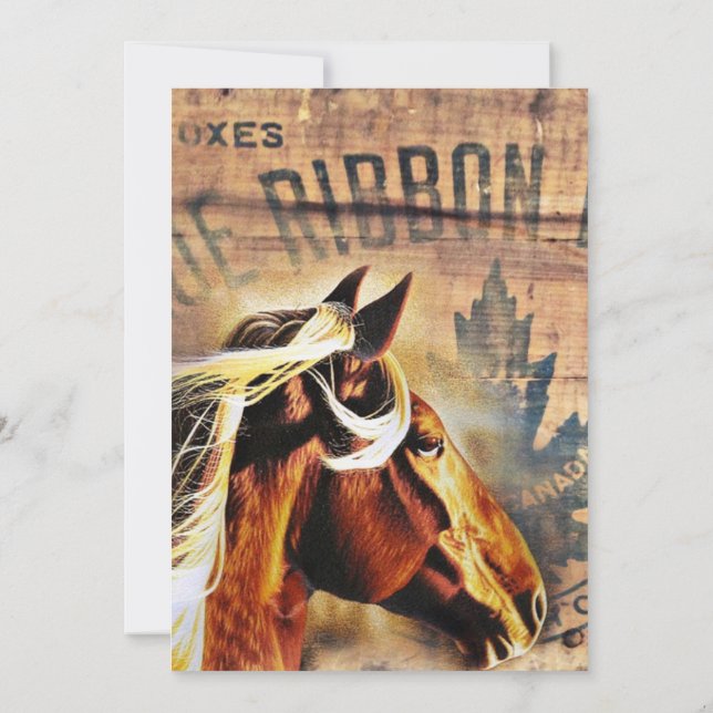 Invitation mariage de campagne western cowboy cheval rustique (Dos)