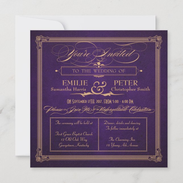 Invitation Mariage de Carré de purge de style poster vintage (Devant)