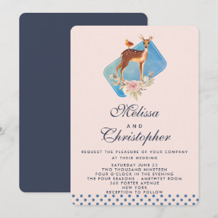 Invitation Mariage de cerf aquarelle marron mignon