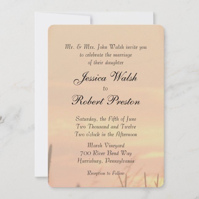 Invitation Mariage de champ Sunset (Devant)