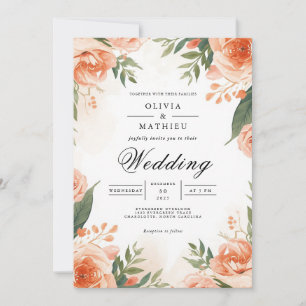 Invitation Mariage de charpente florale de corail