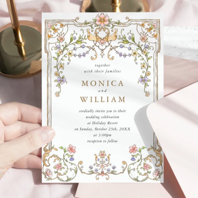 Invitation Mariage de charpente florale de Grace Orné Victori (Créateur téléchargé)