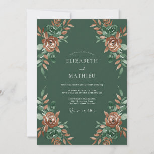 Invitation Mariage de chasseur aux feuilles peintes en terrac