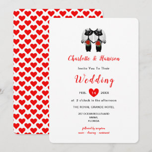 Invitation Mariage de chats noirs Whimsy