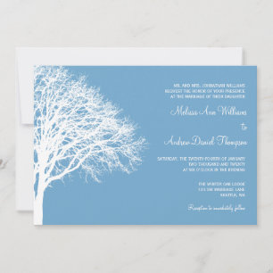 Invitation Mariage de chêne d'hiver blanc et bleu