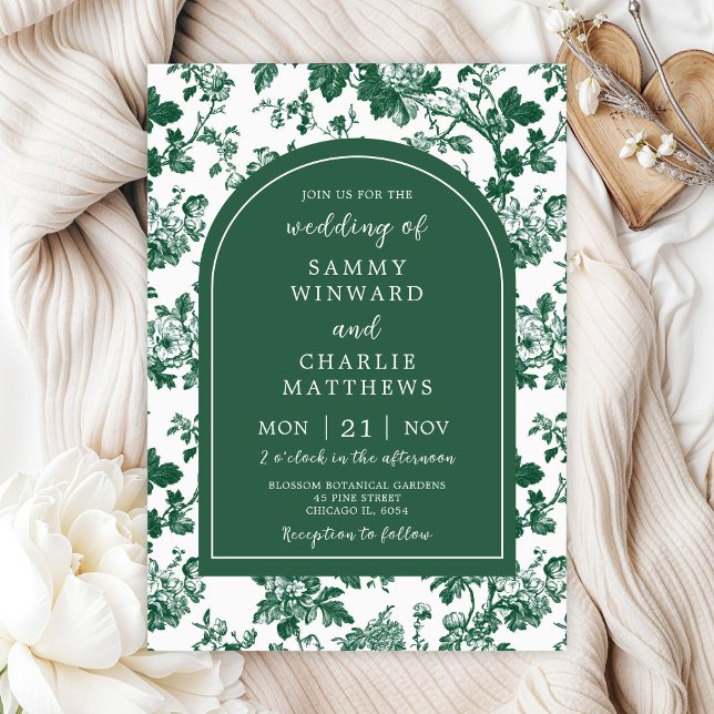 Invitation Mariage de chinoiserie antique verte (Créateur téléchargé)