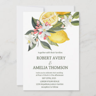 Invitation Mariage de citron rustique méditerranéen