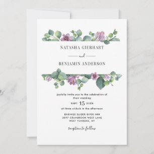 Invitation Mariage de code de l'Eucalyptus de verdure pourpre