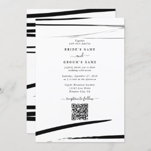 Invitation Mariage de code QR Abstrait noir moderne
