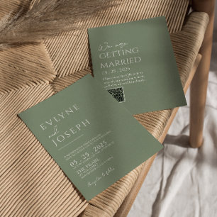 Invitation Mariage de code QR de Boho minimaliste neutre Sage