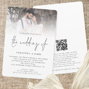 Invitation Mariage de code QR de la photo de script moderne