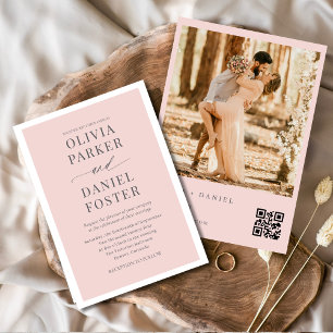 Invitation Mariage de code QR de la photo rose