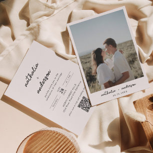 Invitation Mariage de code QR de photo de script simple moder
