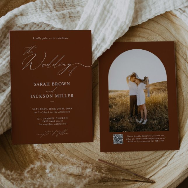 Invitation Mariage de code QR de script simple et élégant de  (Créateur téléchargé)