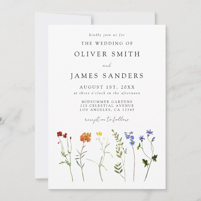 Invitation Mariage de code QR du Gay pride Fleur sauvage mini (Devant)