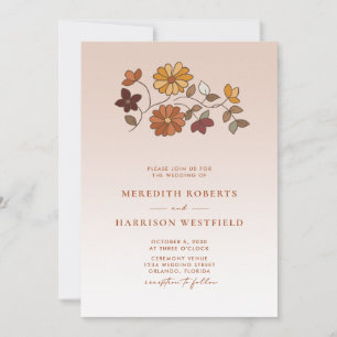 Invitation Mariage de code QR floral de chute lunaire