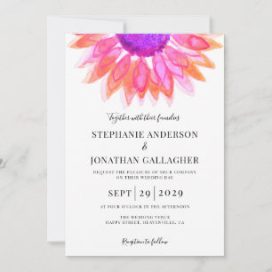 Invitation Mariage de code QR floral rose moderne