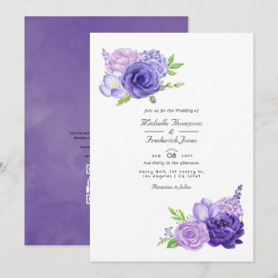 Invitation Mariage de code QR floral Ultra violet