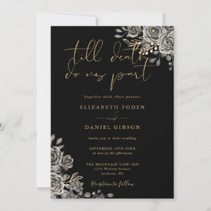Invitation Mariage de code QR gothique noir et or