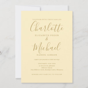 Invitation Mariage de code QR jaune et or