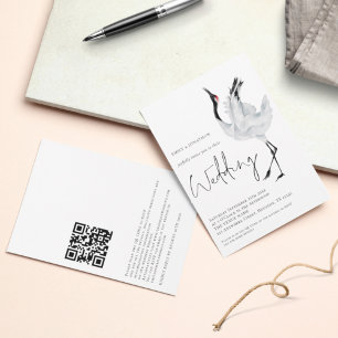 Invitation Mariage de code QR minimaliste des oiseaux de grue