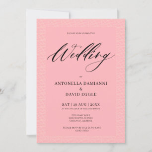Invitation Mariage de code QR minimaliste moderne rose-blanc