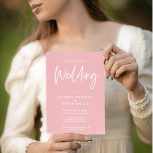 Invitation Mariage de code QR minimaliste moderne rose-blanc