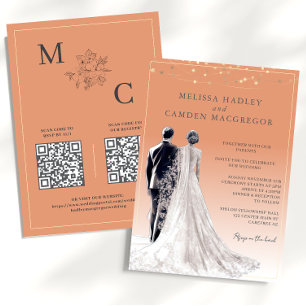 Invitation Mariage de code QR moderne en terre cuite