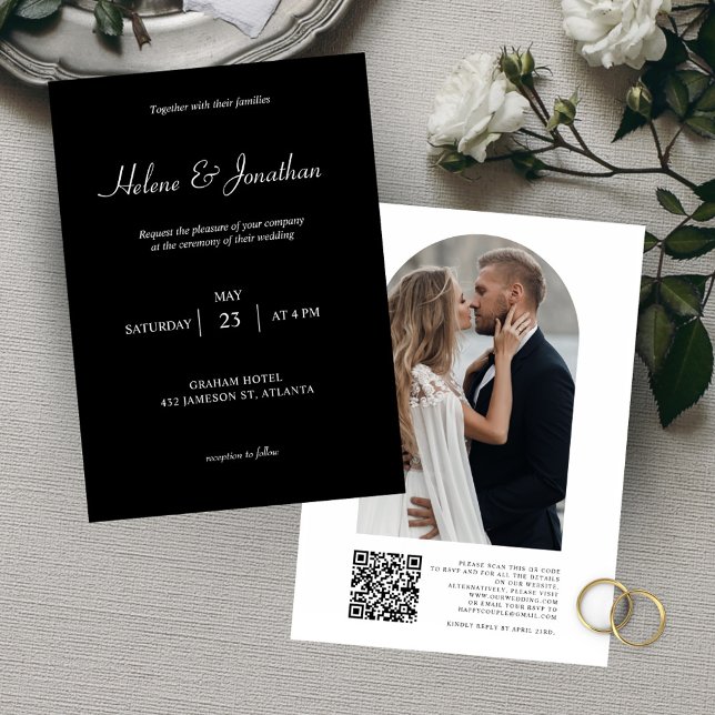 Invitation Mariage de code QR photo noir (Créateur téléchargé)