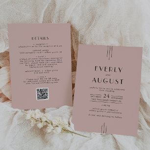 Invitation Mariage de code QR rose et rose rose rose rose ros
