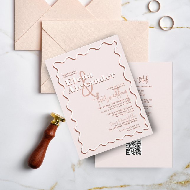 Invitation Mariage de code QR RSVP RSVP à rouille brillante (Créateur téléchargé)