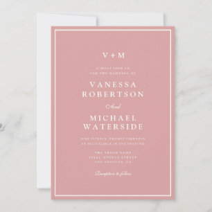 Invitation Mariage de code QR unique de rose poussiéreux de b