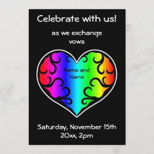 Invitation Mariage de coeur arc-en-ciel