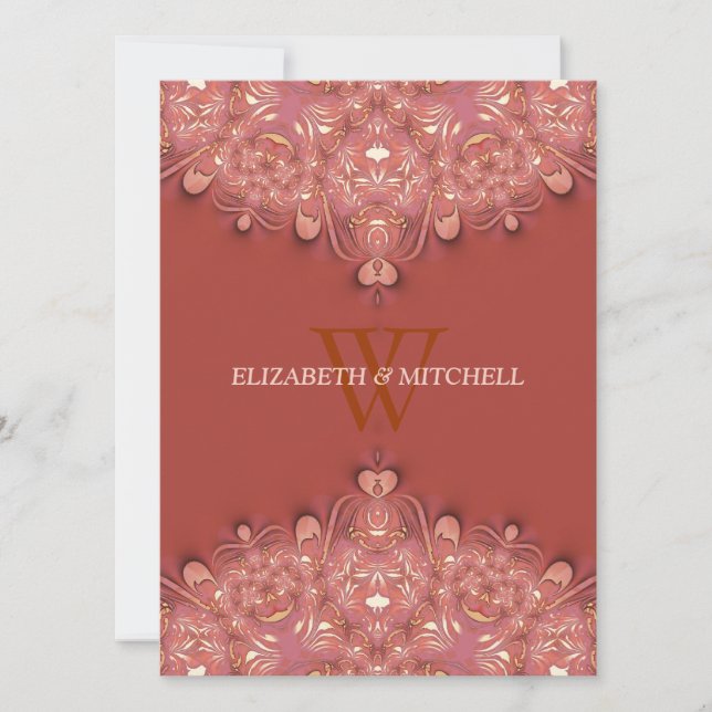 Invitation Mariage de coeur en dentelle en terre cuite de Boh (Devant)