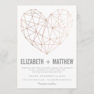 Invitation Mariage de coeur géométrique rose moderne