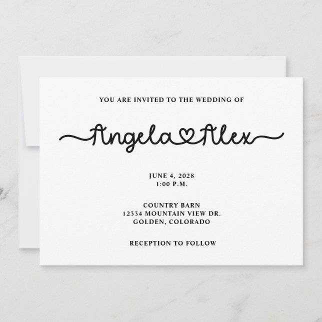 Invitation Mariage de coeur mignon (Devant)