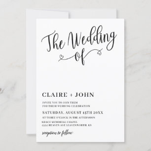 Invitation Mariage de coeur minimaliste de l'invitation