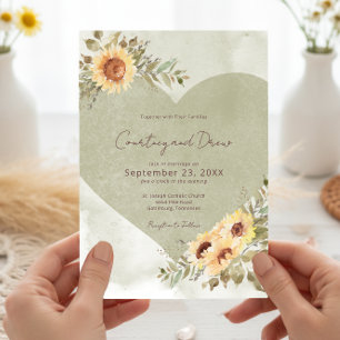 Invitation Mariage de coeur Soft Sunflower Boho