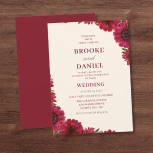 Invitation Mariage de coin de Gerbera Daisy de Bourgogne