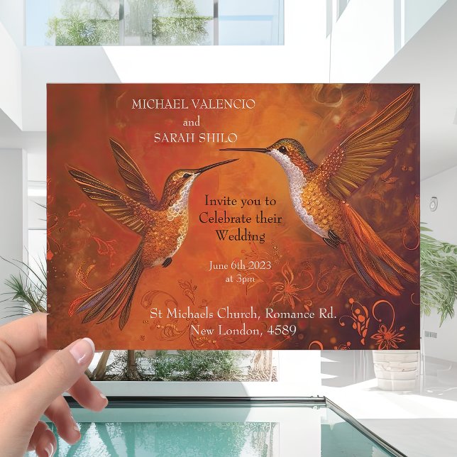 Invitation Mariage de colibri de terre orange brûlée moderne (Créateur téléchargé)
